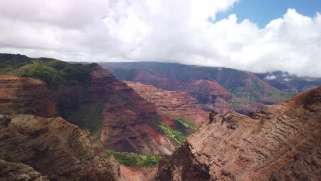 gimbal wide panning shot overlooking colorful waimea canyon on the island of kaua'i, hawai'i