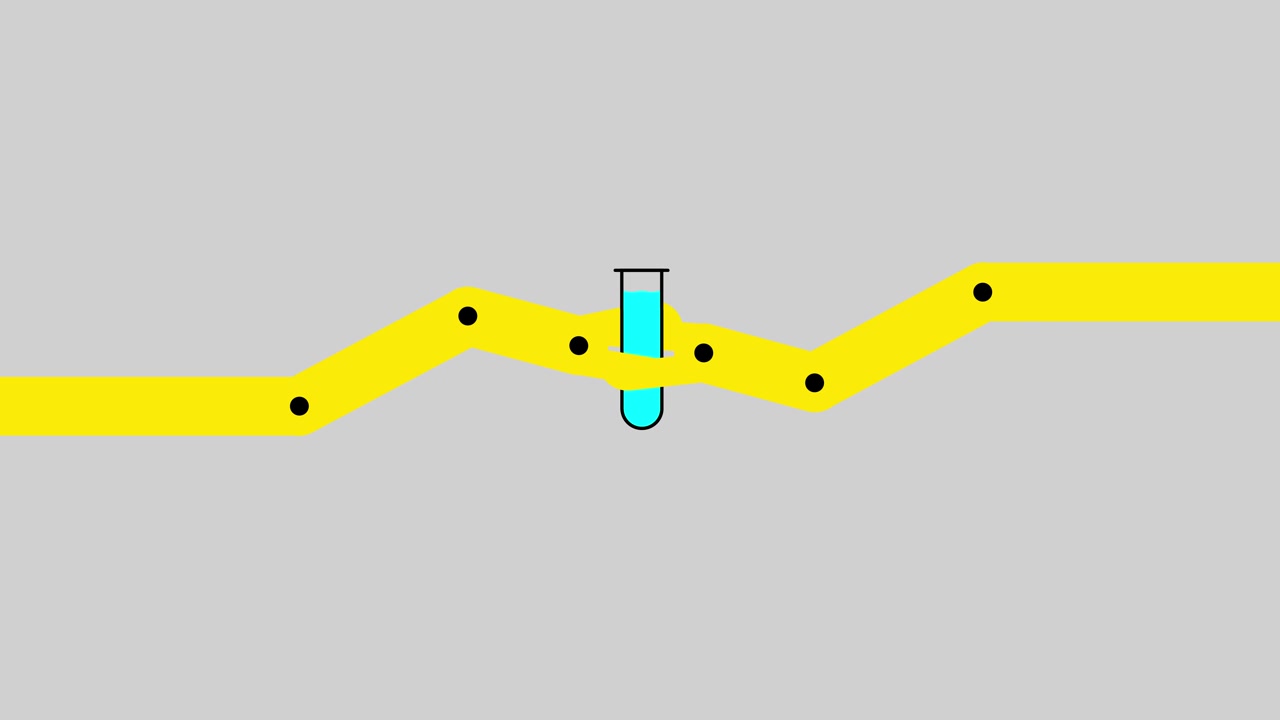 Robot arms move science test tube