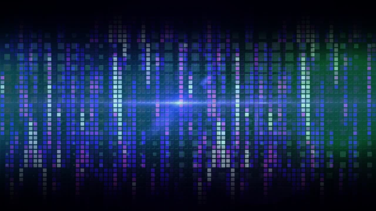 Equalizer grid staying central, diagonal streak entering top left causing flash and casting glow