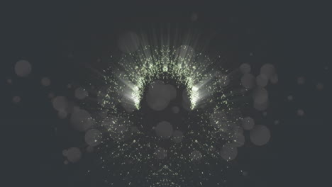 animación de partículas blancas brillantes que se mueven en movimiento circular sobre puntos de luz, en negro