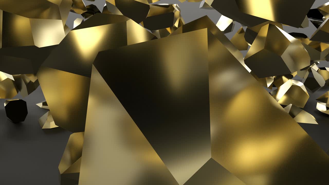 Eksplosion af sort guldvæg i fragmenterede partikler, 4K.