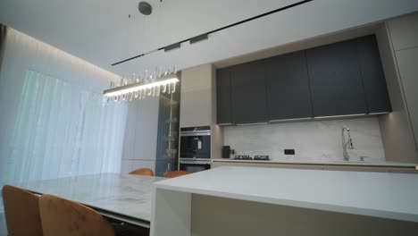 modern kitchen interior with integrated living space
