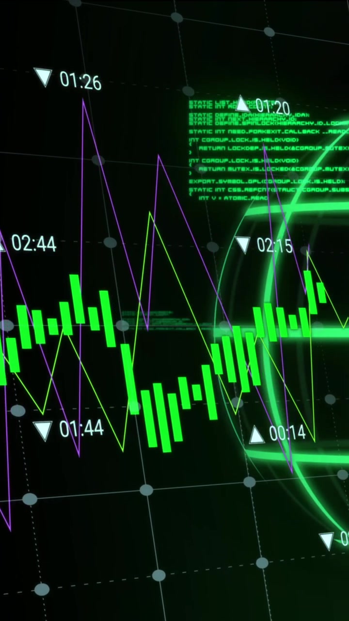 Animation of data processing over globe on black background