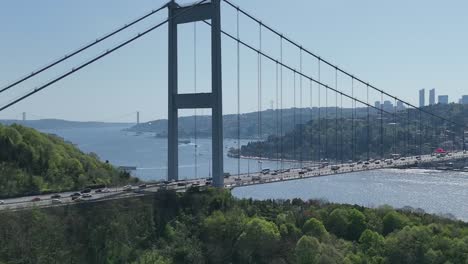 fatih sultan mehmet bridge drone video, april 2022, istanbul turkey