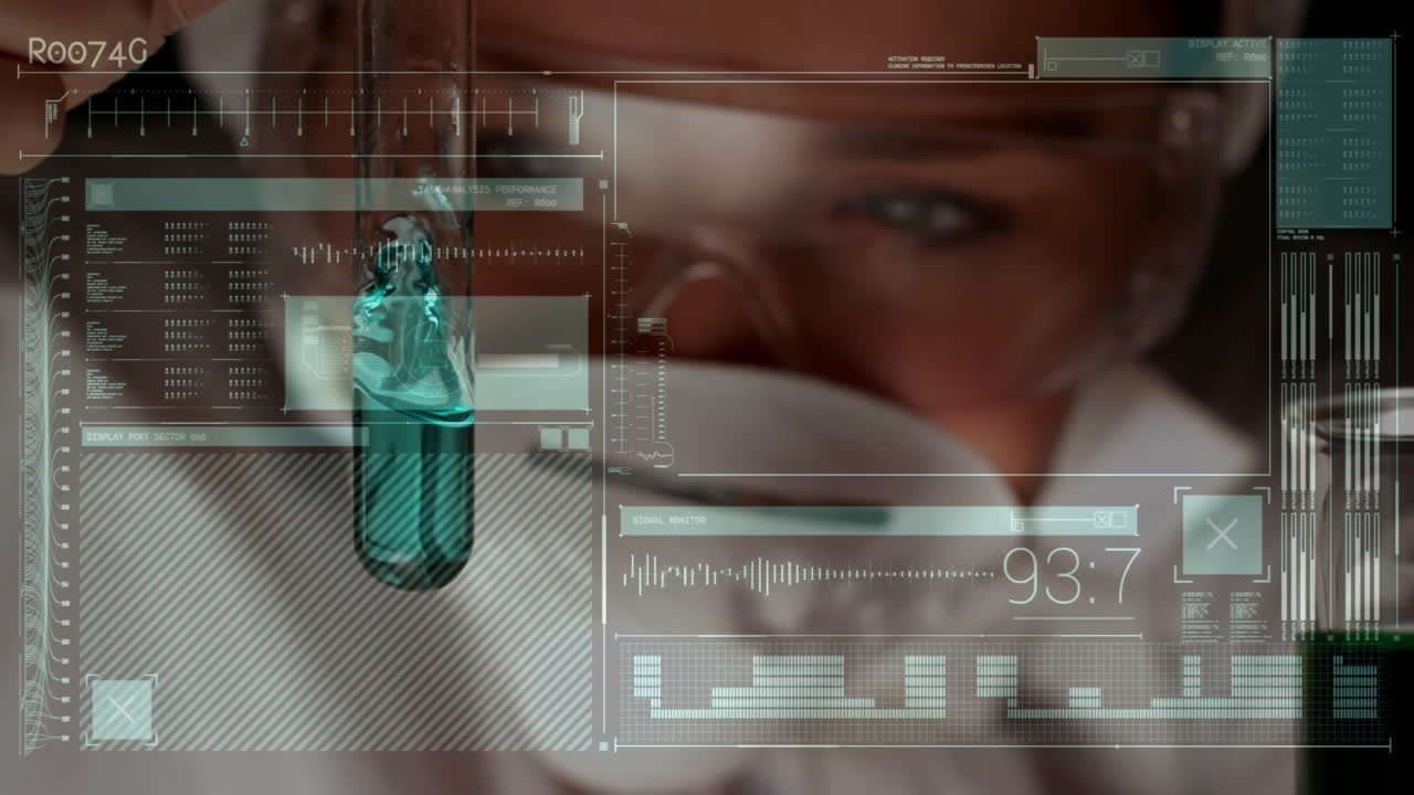 Close up of a scientist mixing checmicals