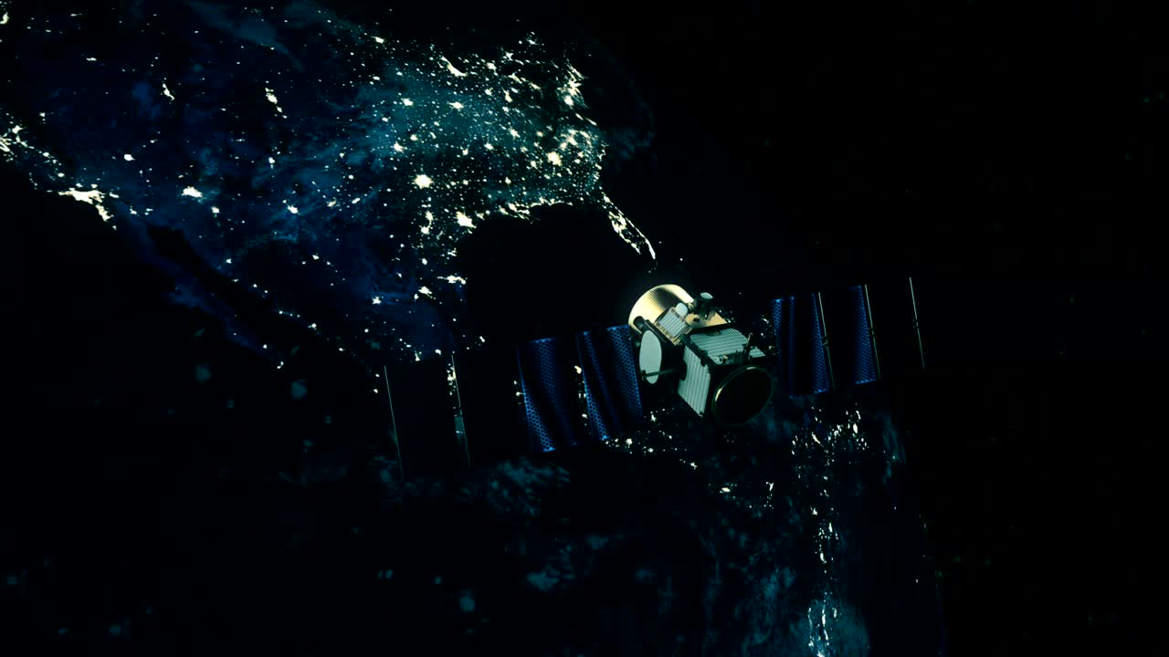 satélite moderno en órbita alrededor de la tierra.