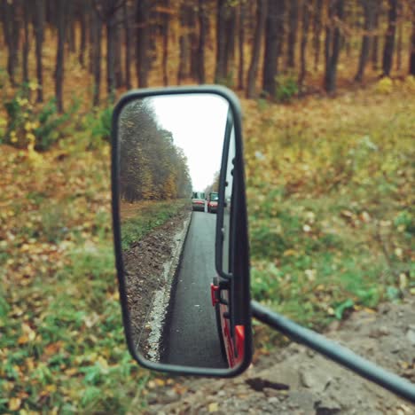 sideview of road roller mirror