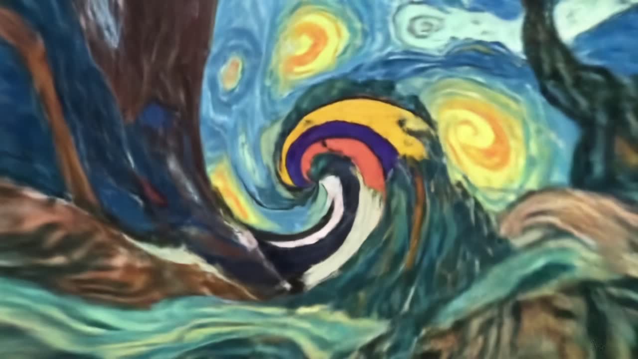 A Dynamic Visual Journey Through Color and Motion: Exploring Abstract Transformation in Two Frames of Fluid Artistry