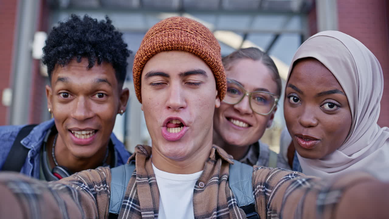 Group of Diverse Students Taking a Selfie