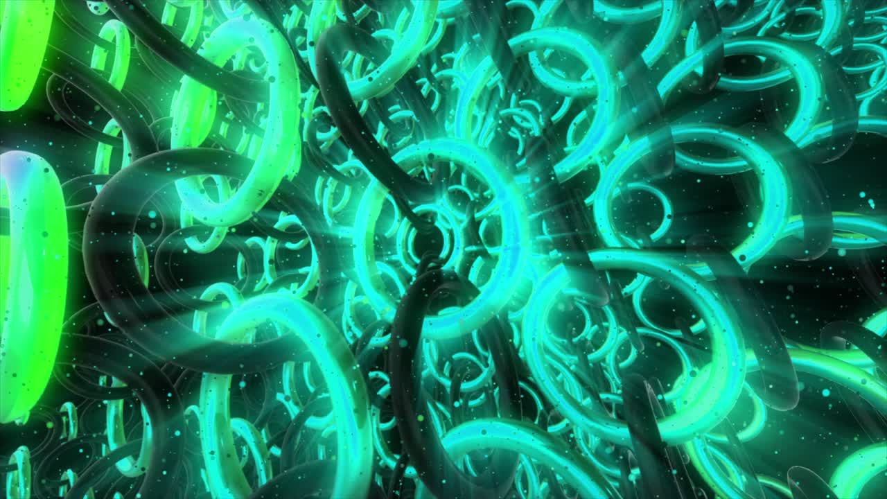 abstracto 3d brillantes círculos y líneas verdes y negras