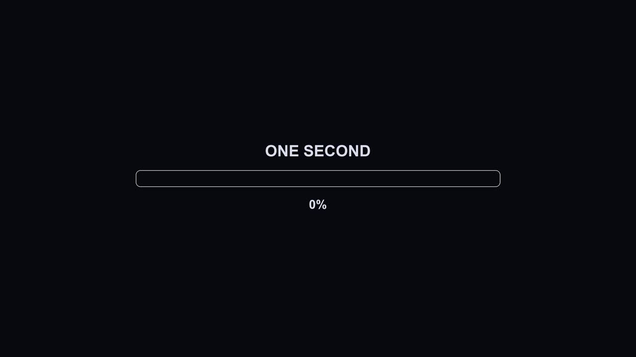 A progress bar animation displays a colorful loading sequence for a streamer or video creator. It shows the time remaining and completion status for a video or stream