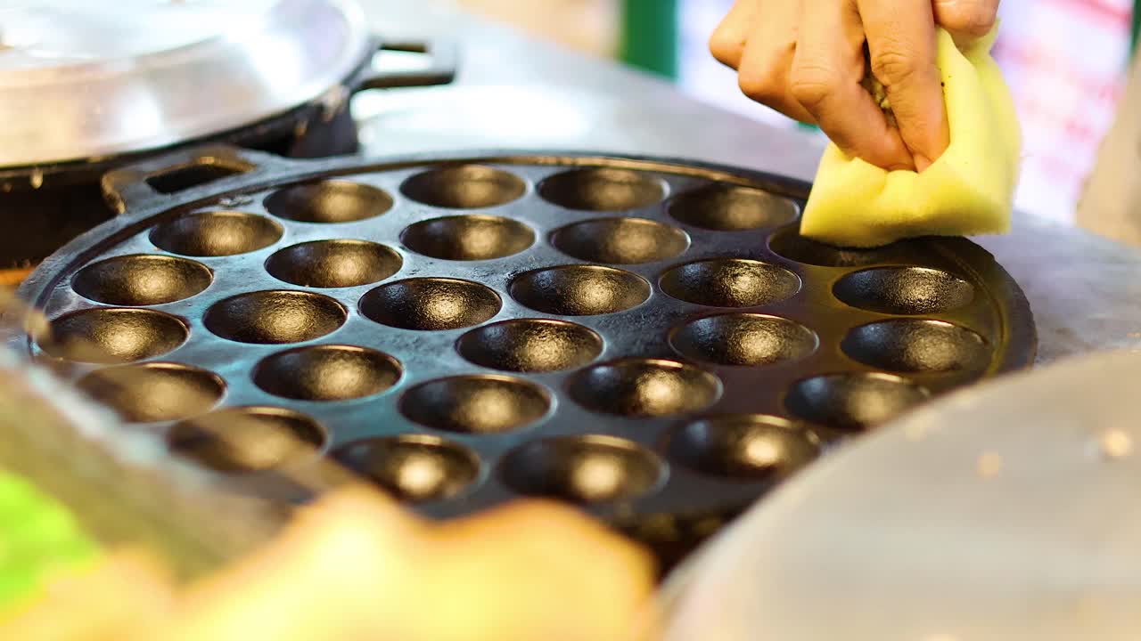 태국 코코 팬케이크의 순차적 준비