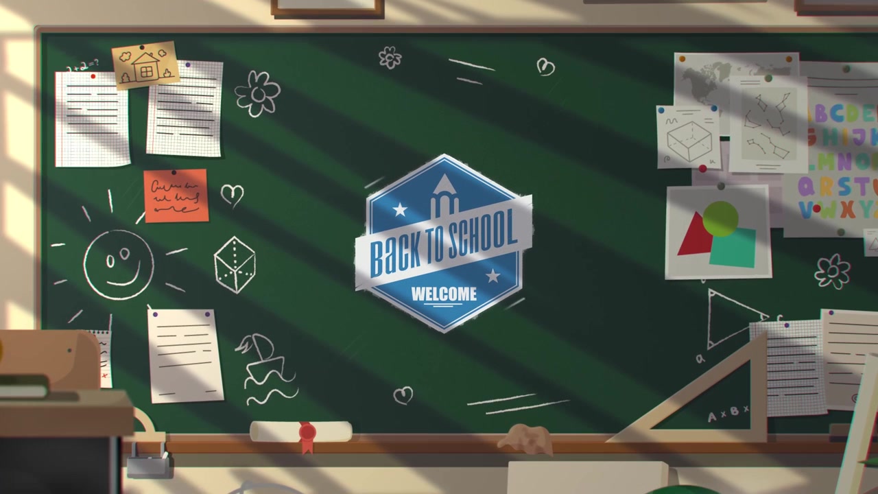 Back to School Animated Graphic in a Classroom Setting