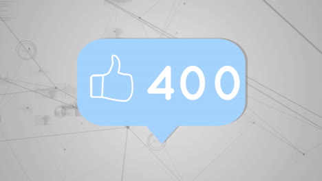 animación de las redes sociales pulgar hacia arriba icono sobre la red de conexiones