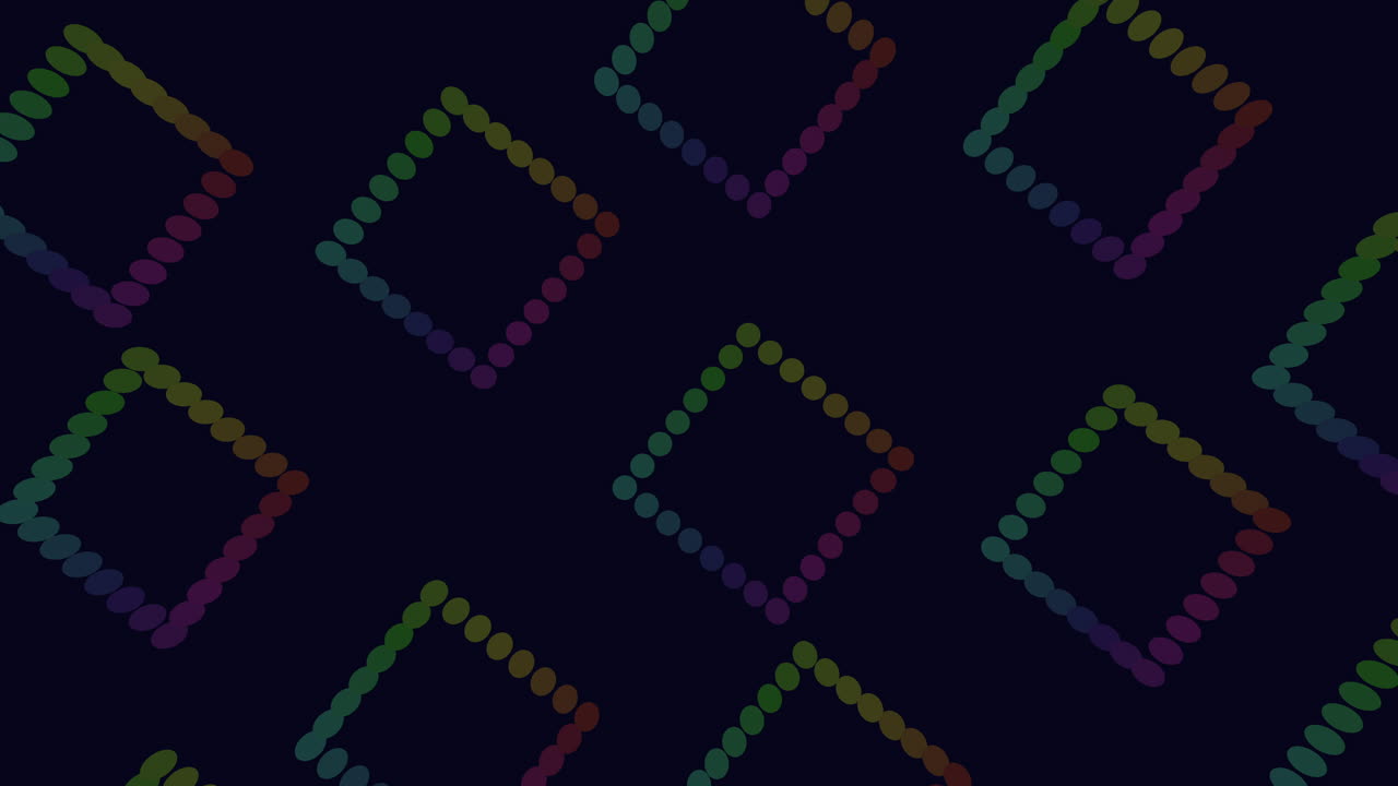 cuadrados de neón coloridos en un fondo oscuro