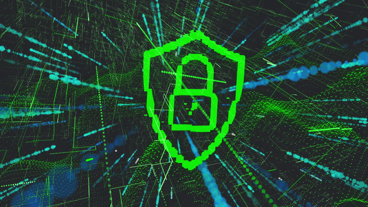 animación del candado de seguridad en línea sobre el procesamiento de datos