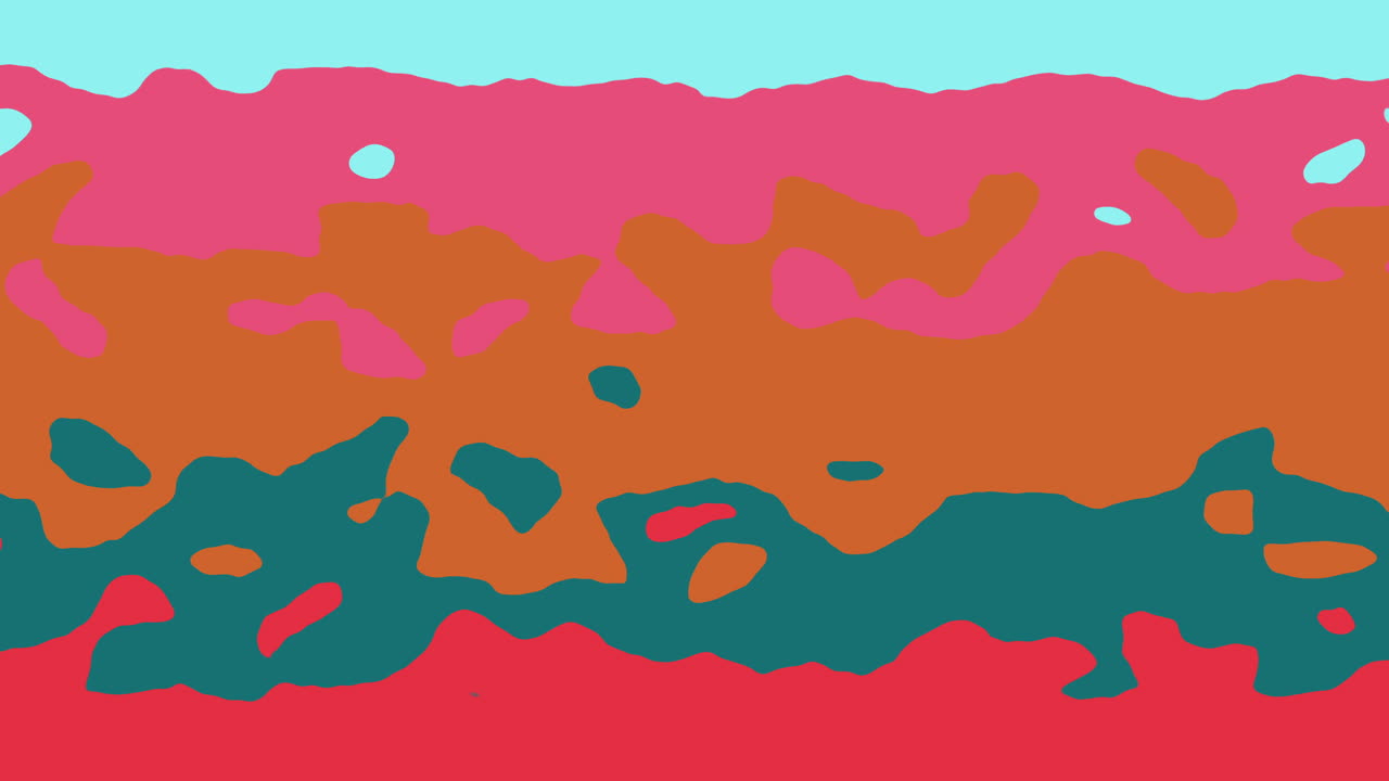 Whimsical horizontal lines, moving with broken holes and changing colour background