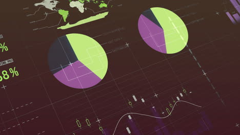 animación de una interfaz infográfica multicolor contra un fondo abstracto