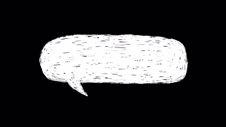 Hand Drawn White Scribble Speech Bubble Animation on Black Background