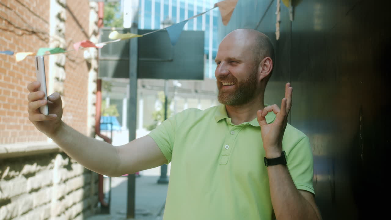Man taking a selfie in an urban alley