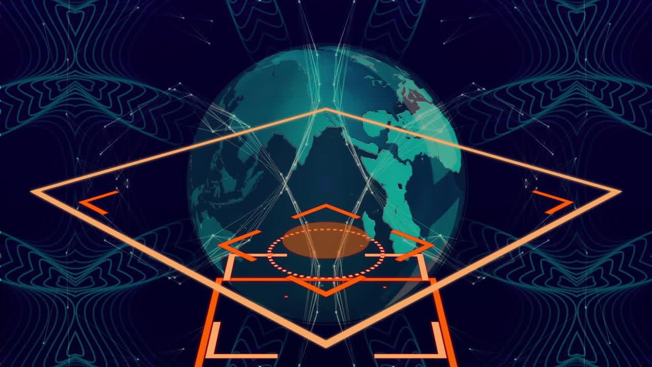 어두운 배경 에 있는 지구 위 에 있는 네온 패턴 의 애니메이션