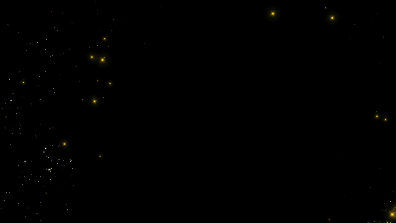 4K Golden Glitter Sparkling Dust Bokeh Particles Shinning and Trail Crossing Light screen on Black Background.