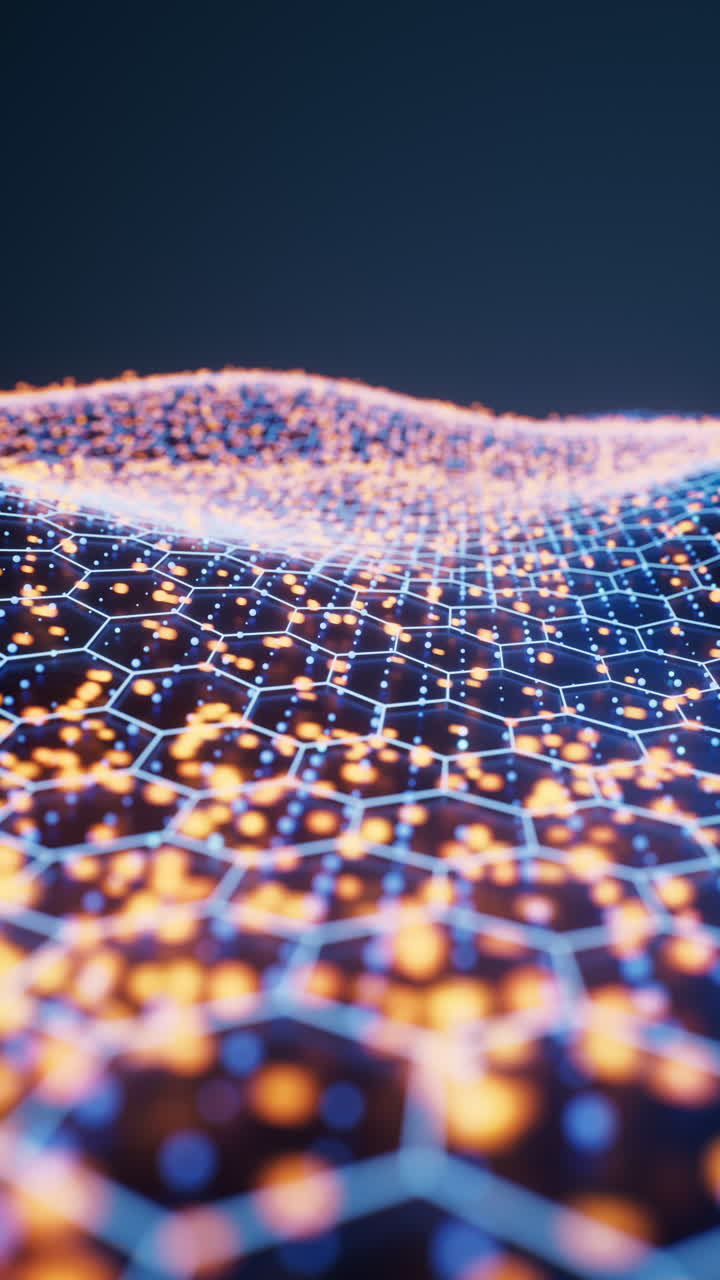 Hexagonal wave grid background, 3d rendering.