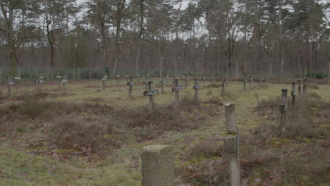 pan over old gravestones at graveyard