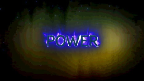 animation of power text in burning flames over dark background