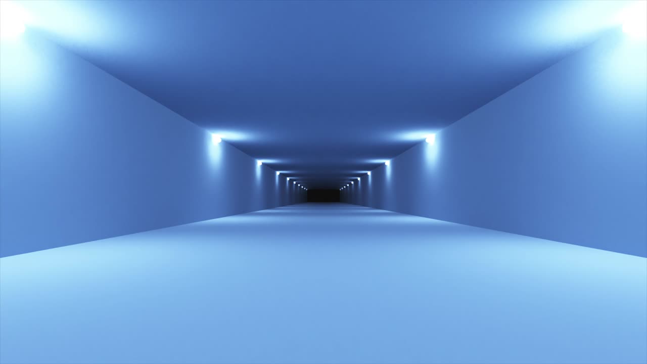 미래주의적인 파란색 sf 터널 인테리어