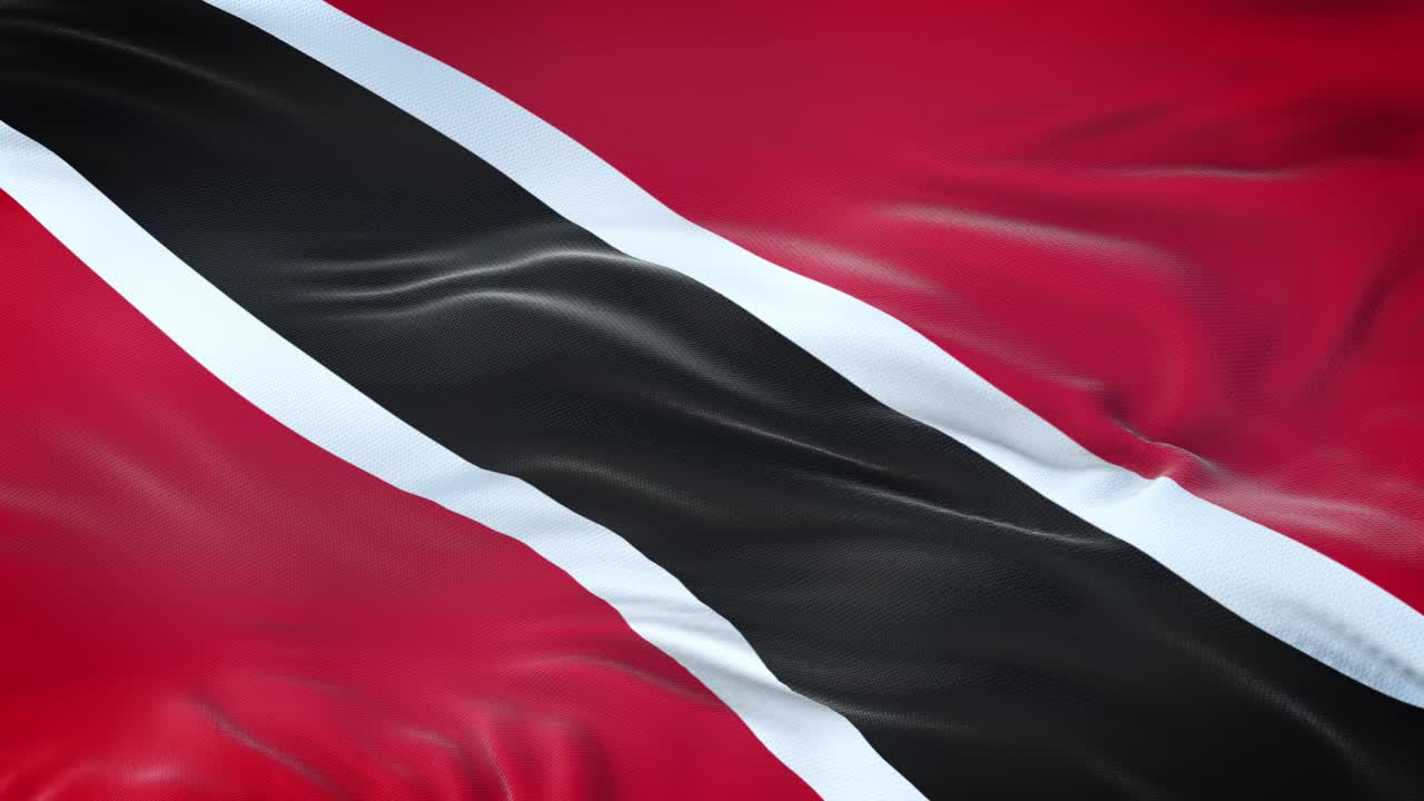 la bandera de trinidad y tobago ondeando en el viento con una textura de tela muy detallada. bucle sin costuras