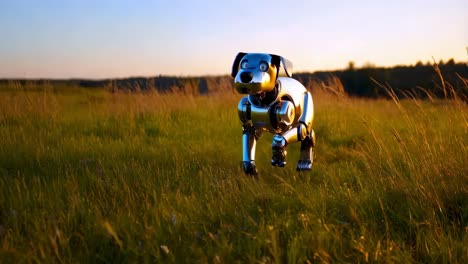 perro robot corriendo en un campo