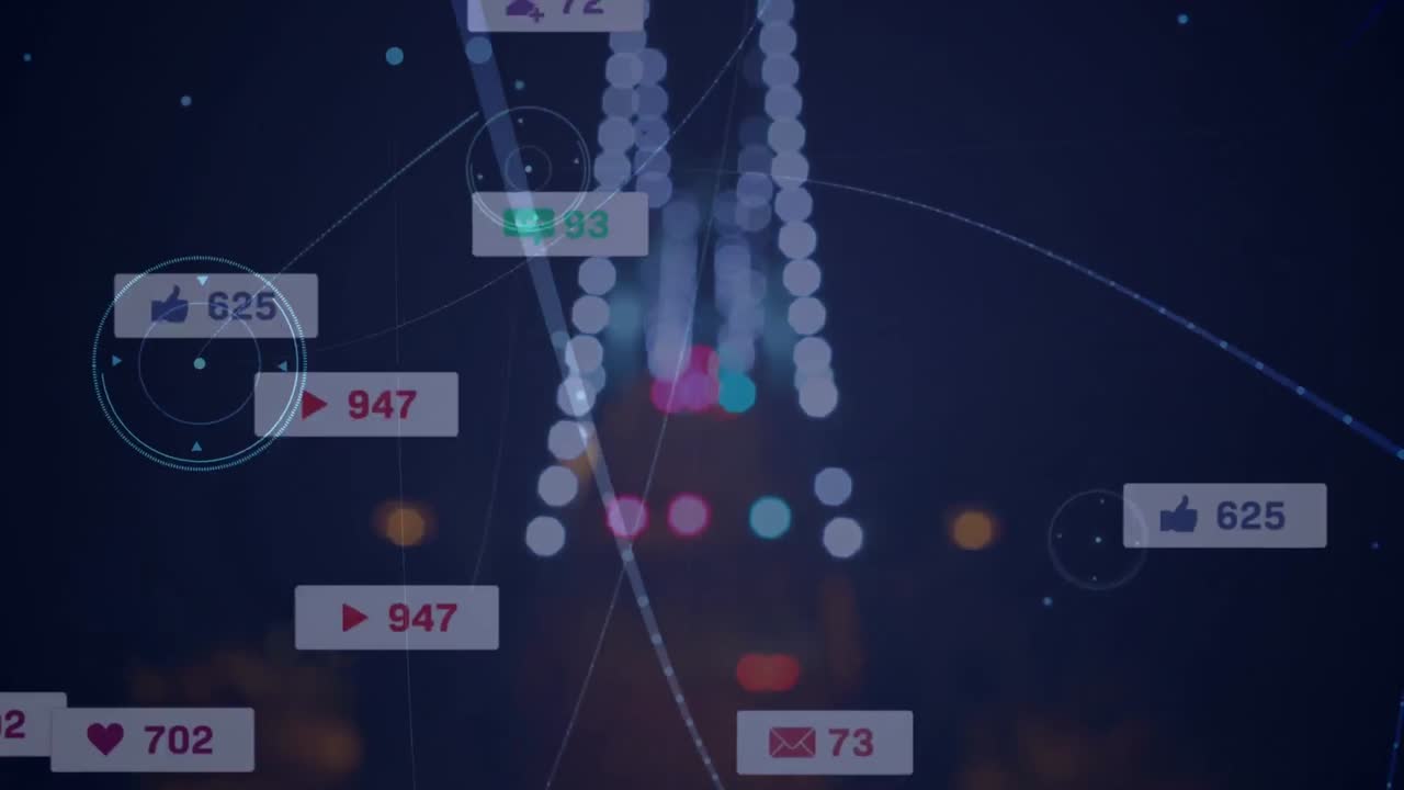 animación de iconos de medios sobre la carretera