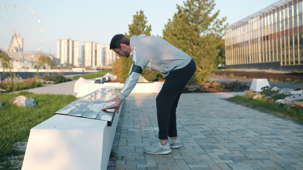 Man Doing Push-Ups in an Urban Park