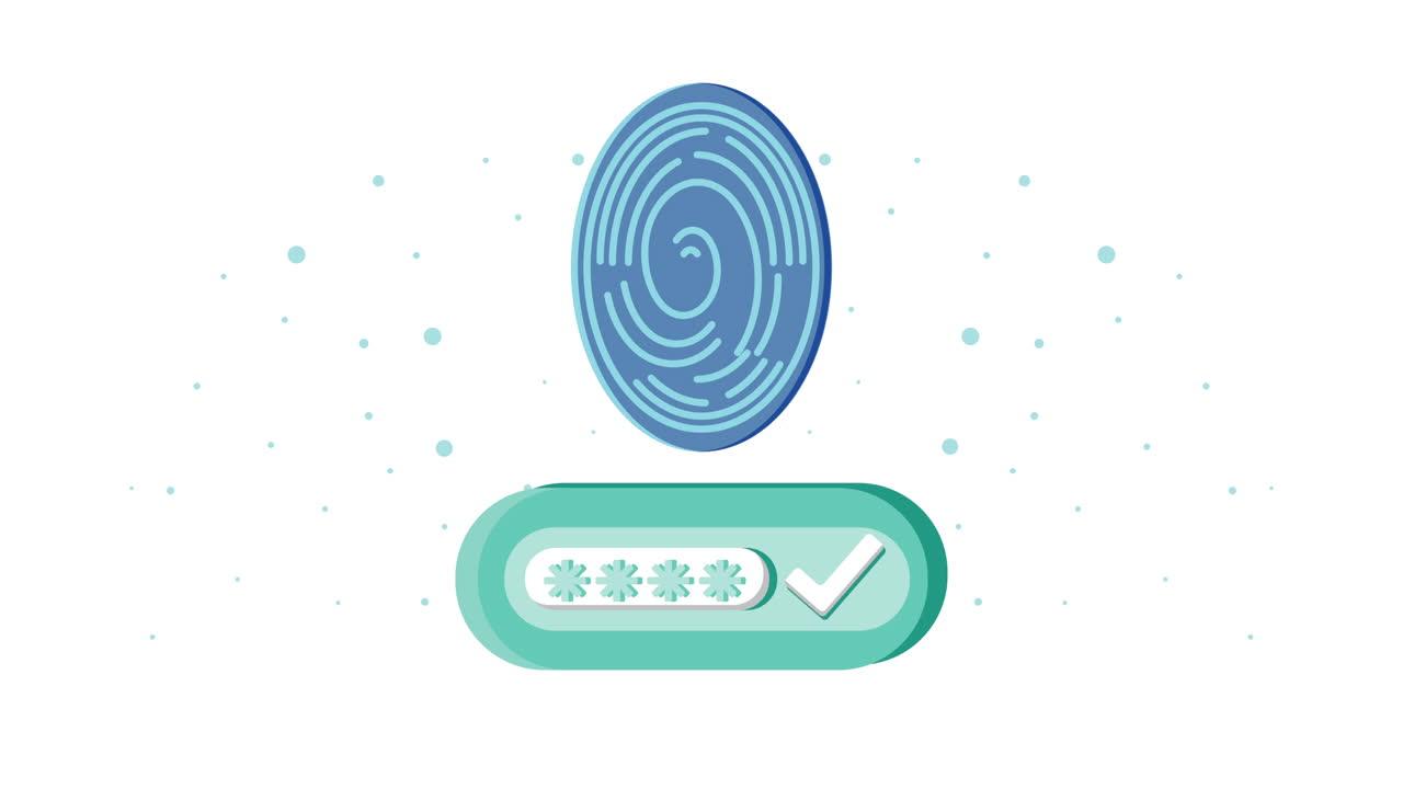 animación de seguridad de contraseña y huellas dactilares