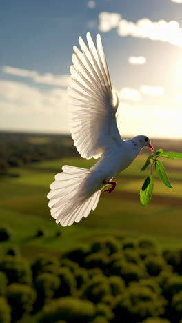 white dove flying with olive branch