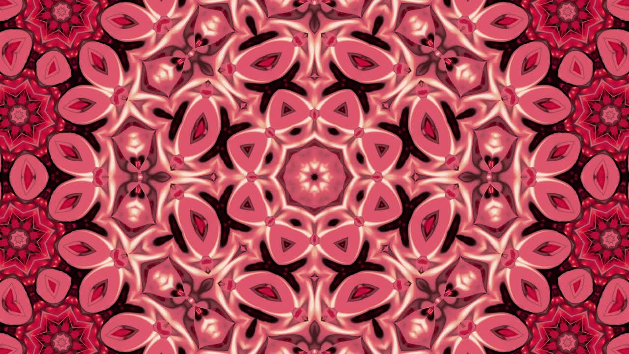 Sfondo decorativo astratto e ornato 3D in loop. Caleidoscopio ipnotico e di tendenza