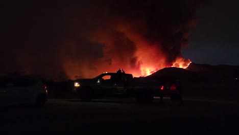 red flames glow at night, wildfire, forest fire, california