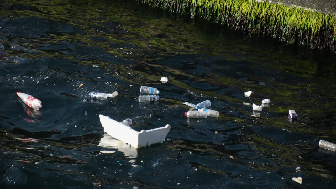 Plastic wastes on the sea surface looks alarming and ugly