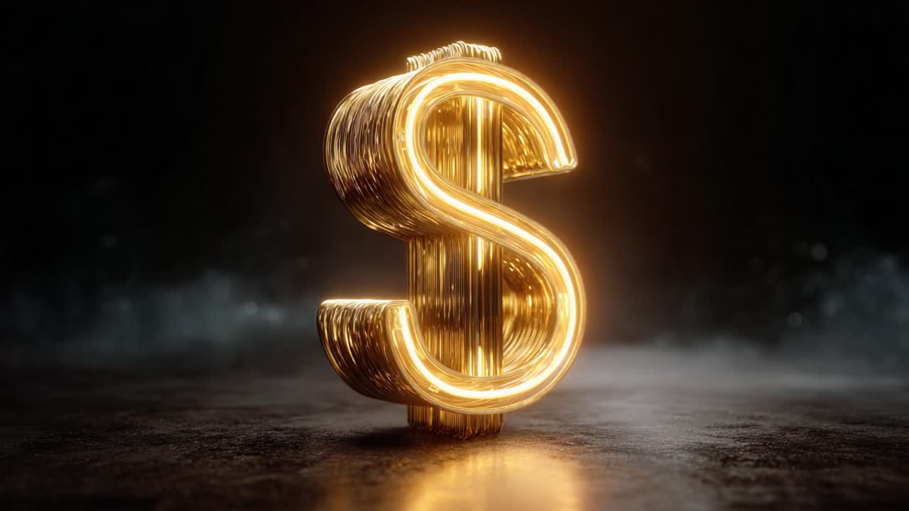 A Captivating Golden Dollar Sign Illuminating Financial Prosperity and Wealth in a Dramatic, Misty Background, Symbolizing Abundance and Success in Modern Economy