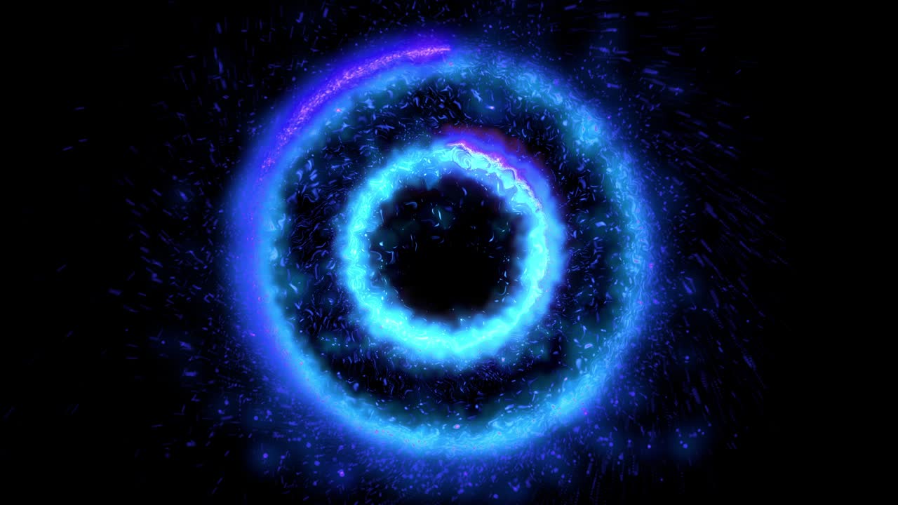 efecto de movimiento en espiral del círculo de chispas de partículas azules