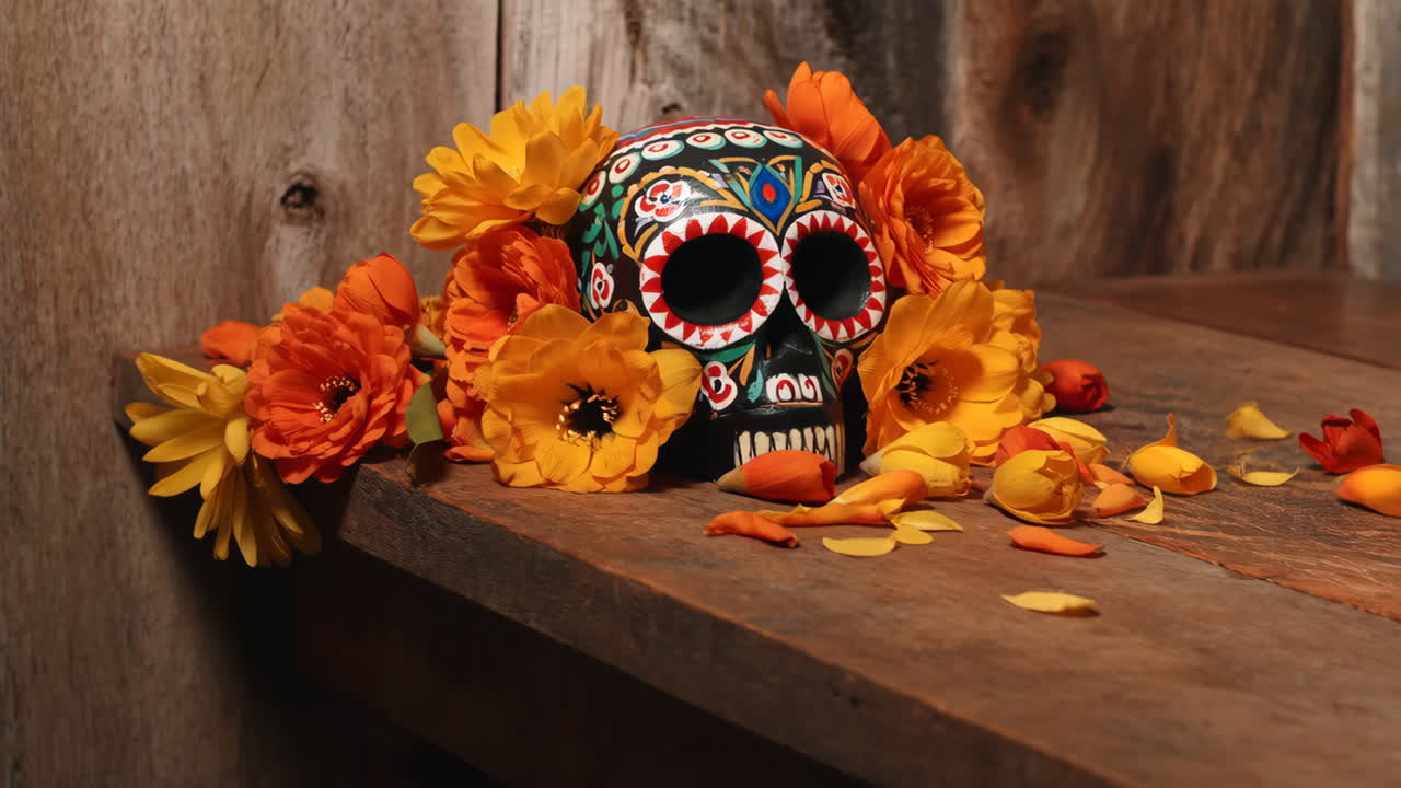 dia de muertos calavera con flores