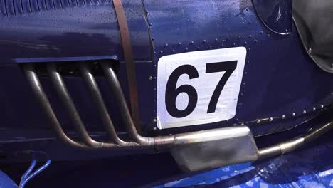 classic old race car race number and side exhaust system