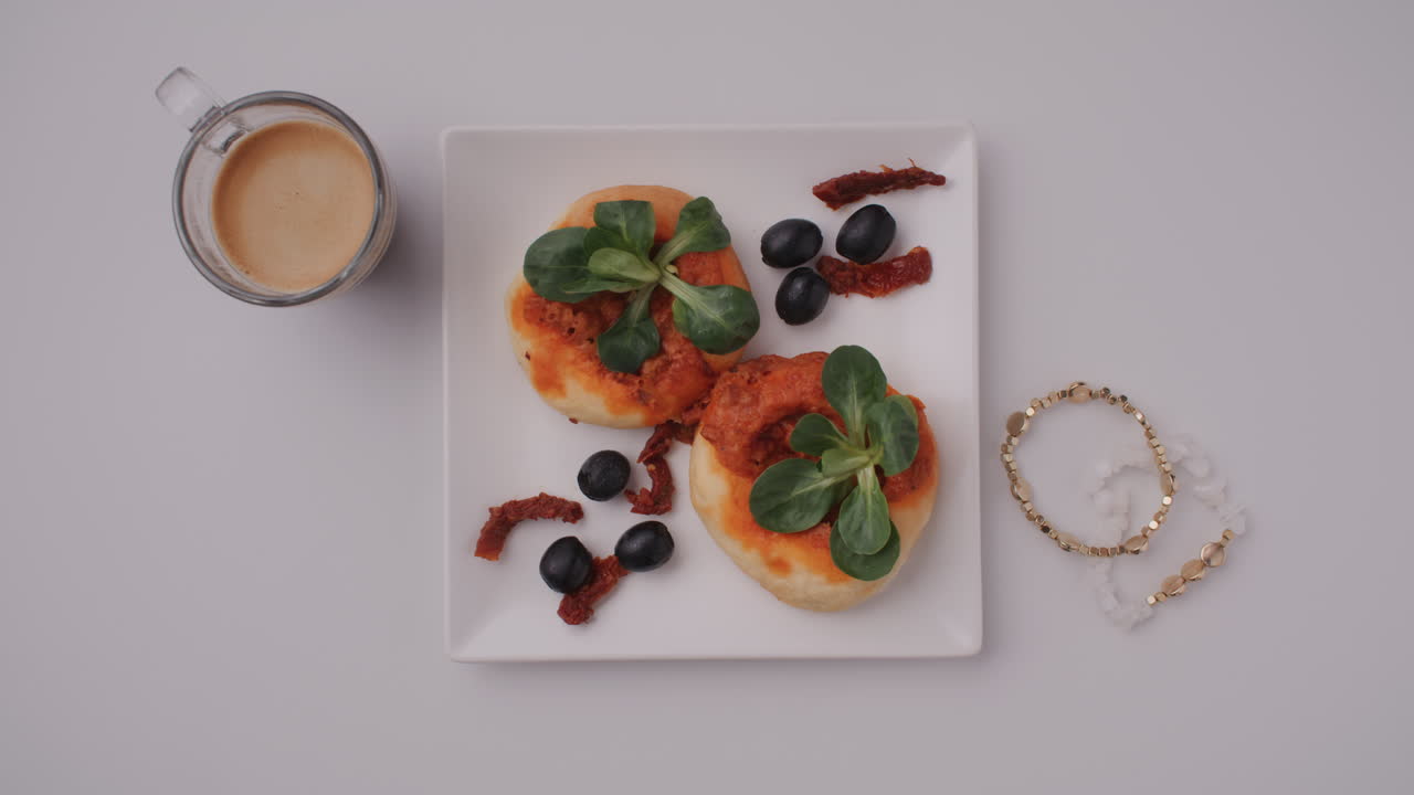 Breakfast or snack with coffee and jewelry