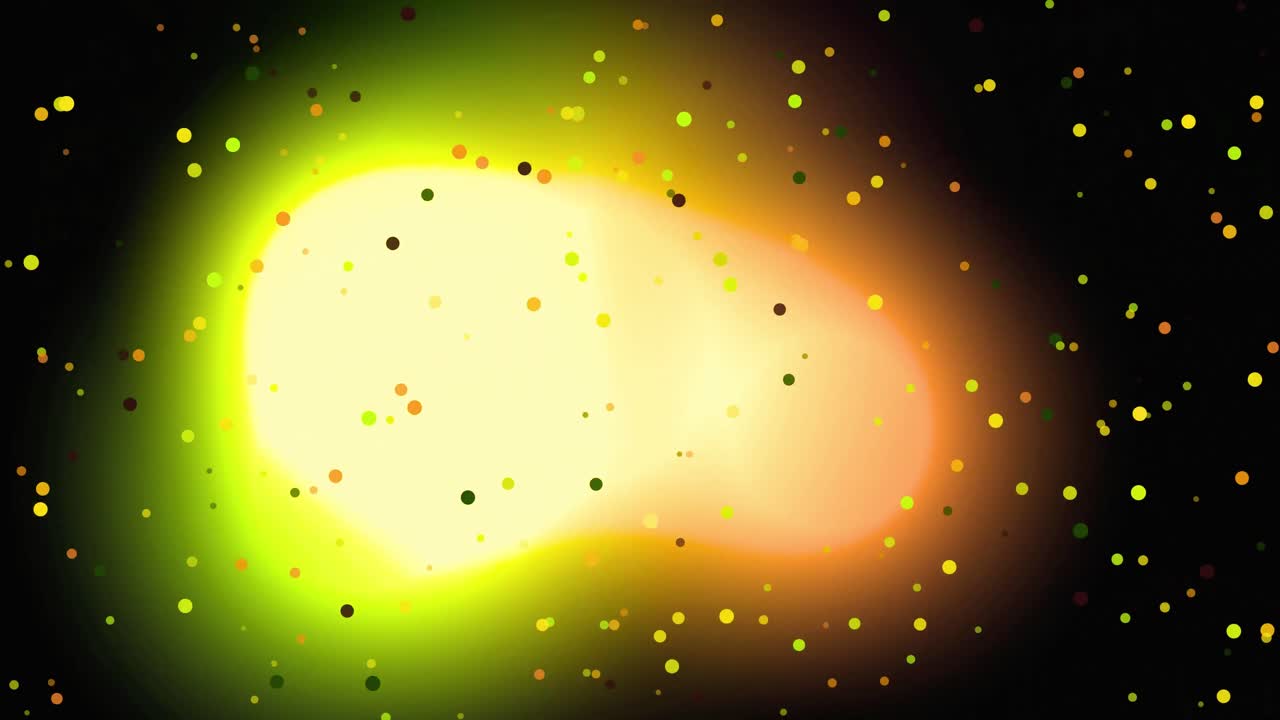 Luces Abstractas en Movimiento y Partículas Coloridas sobre Fondo Negro