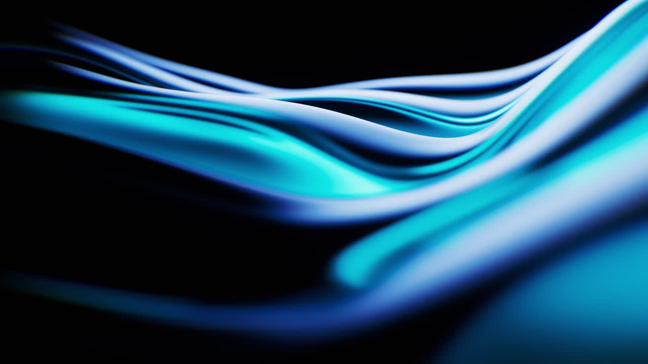 Transparent wave glass geometries with colorful lights, 3d rendering