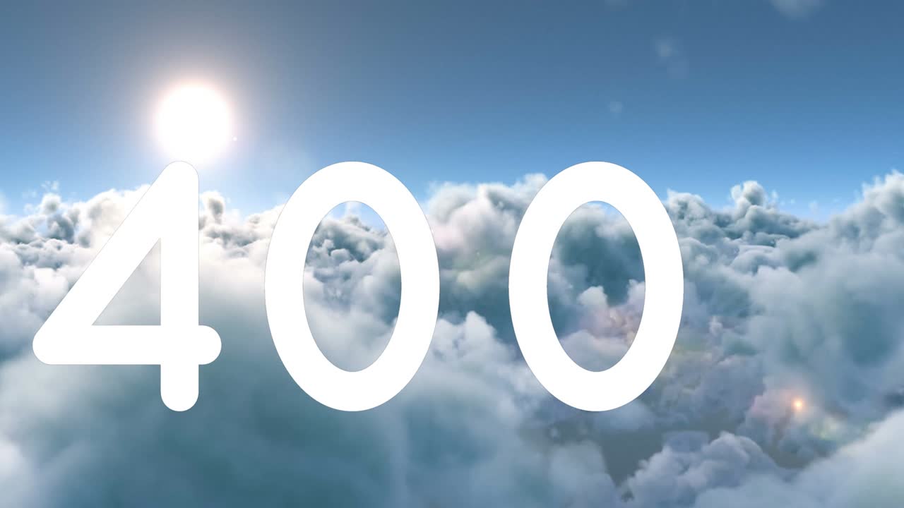 анимация чисел, растущих над облаками и небом