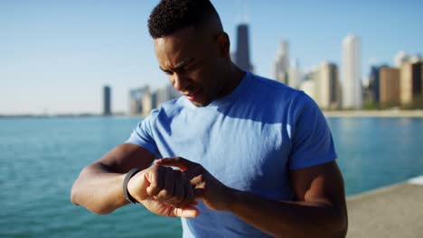 ethnic male resting after health and leisure workout