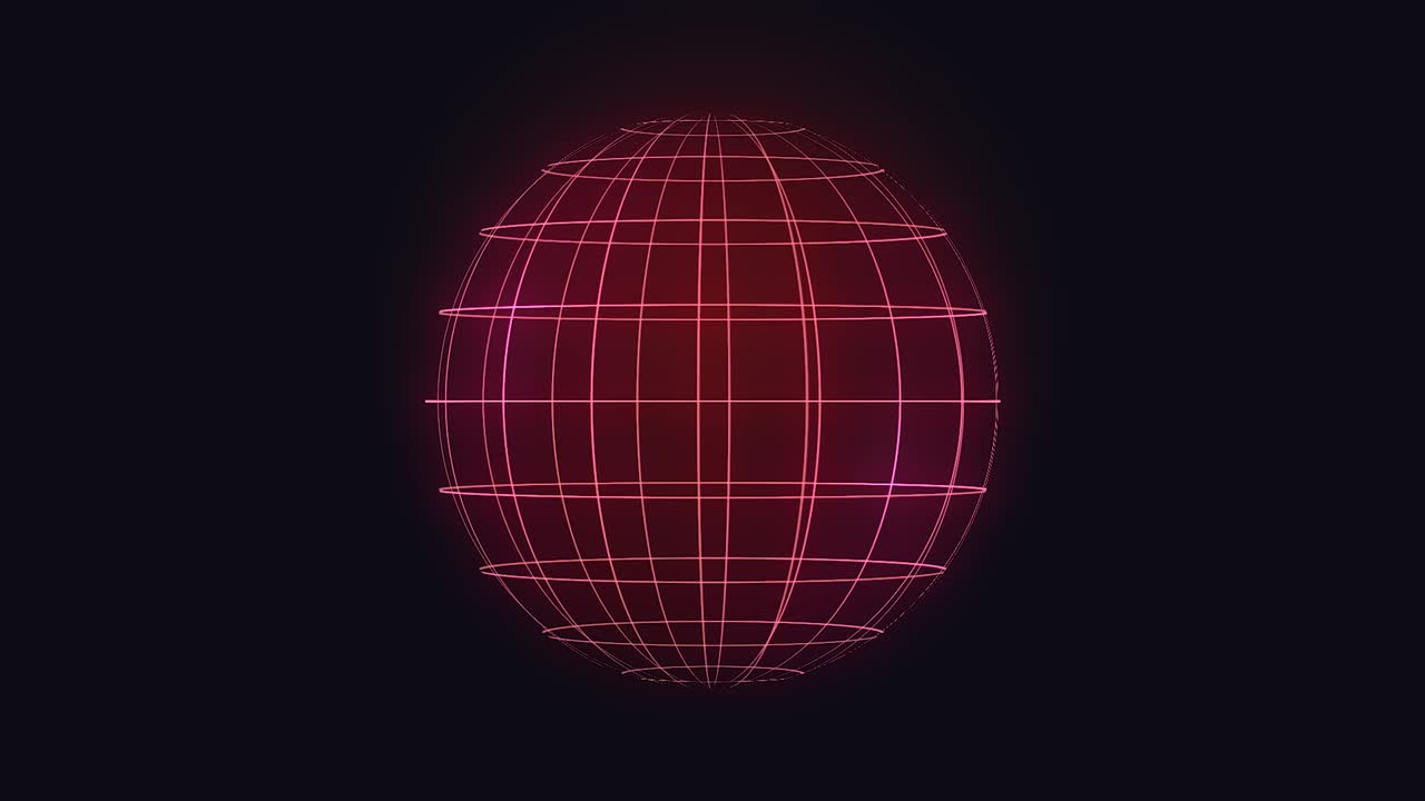 animación de un globo rojo giratorio con líneas.