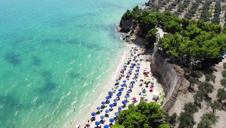 drone flies backward on lido varcaro beach in gargano - puglia